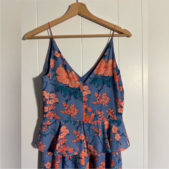 NEW Highline Nordstrom Blue Pink Floral Tie-Front Flutter Hi-Lo Tank Dress $150 - Picture 4 of 8